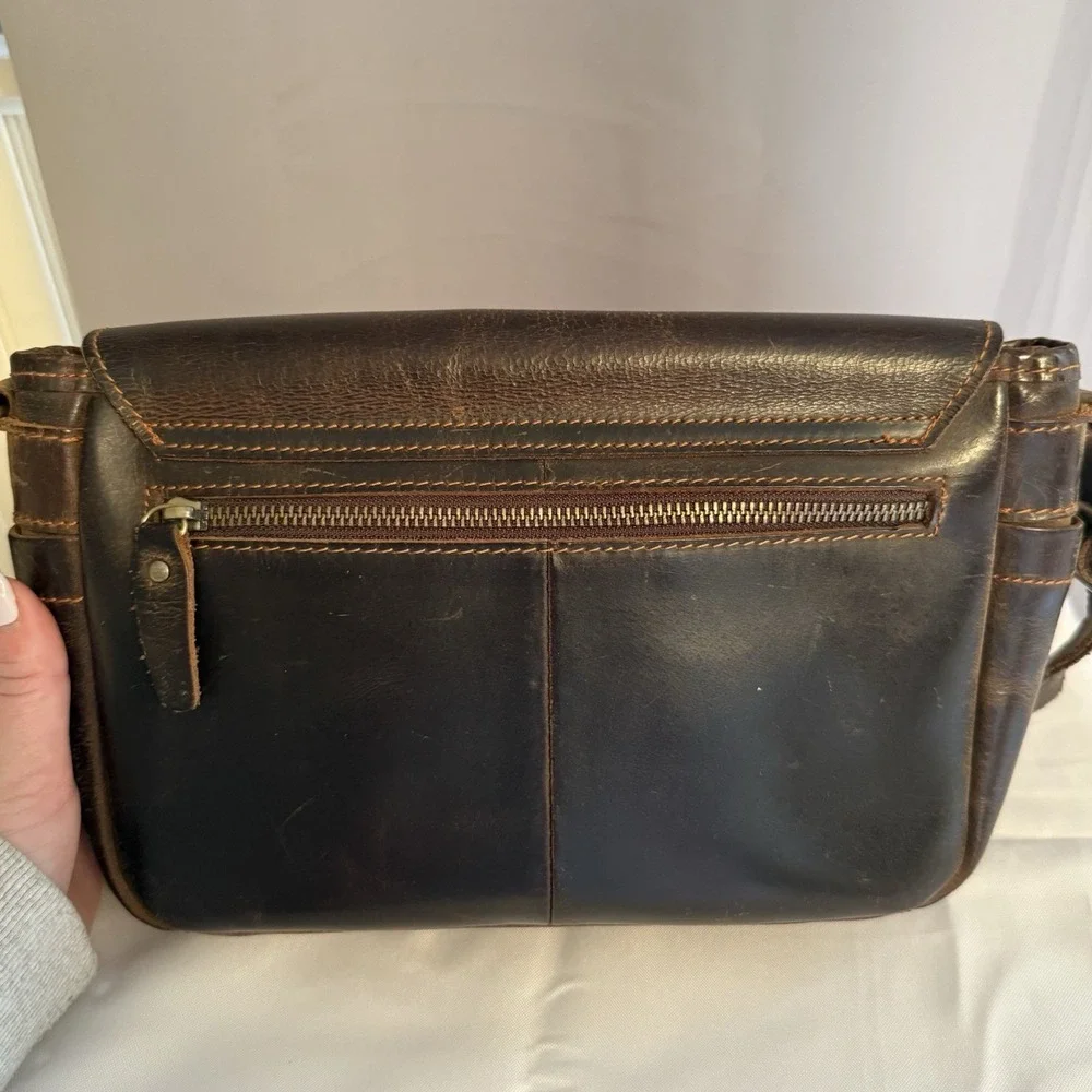 Unbranded Dark Brown Leather Shoulder Messenger Crossbody Bag Purse